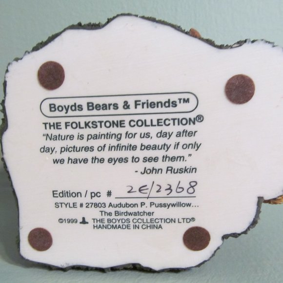 Boyds Bears - Audubon P. Pussywillow Birdwatcher - Votive Candle Holder - Picture 6 of 16